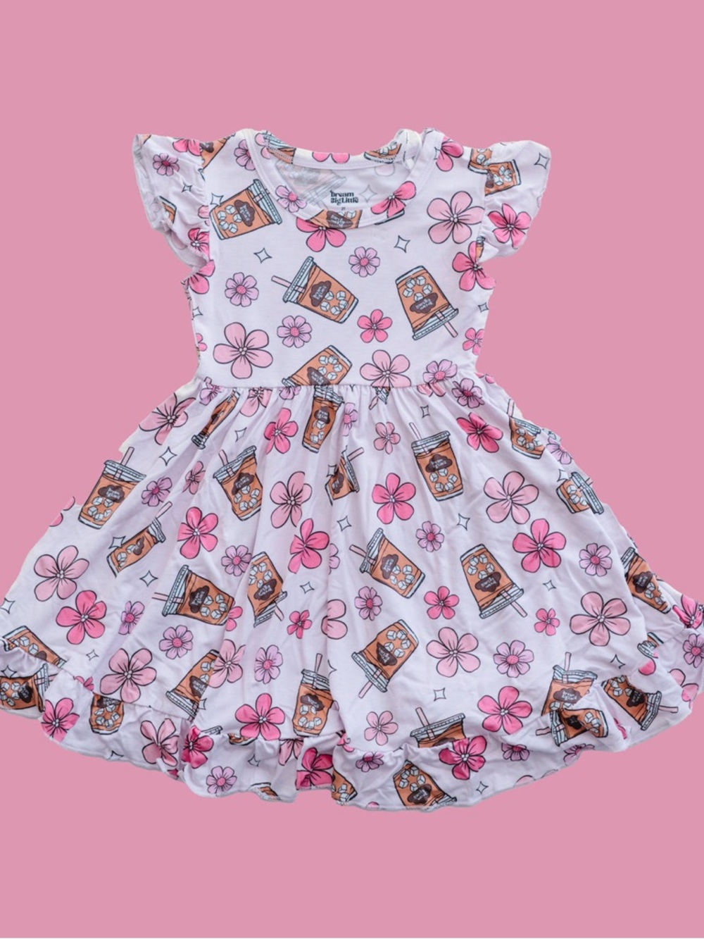 Dream Big Little Co EXCLUSIVE A CUP OF DREAMS DREAM RUFFLE Bamboo DRESS
 2T